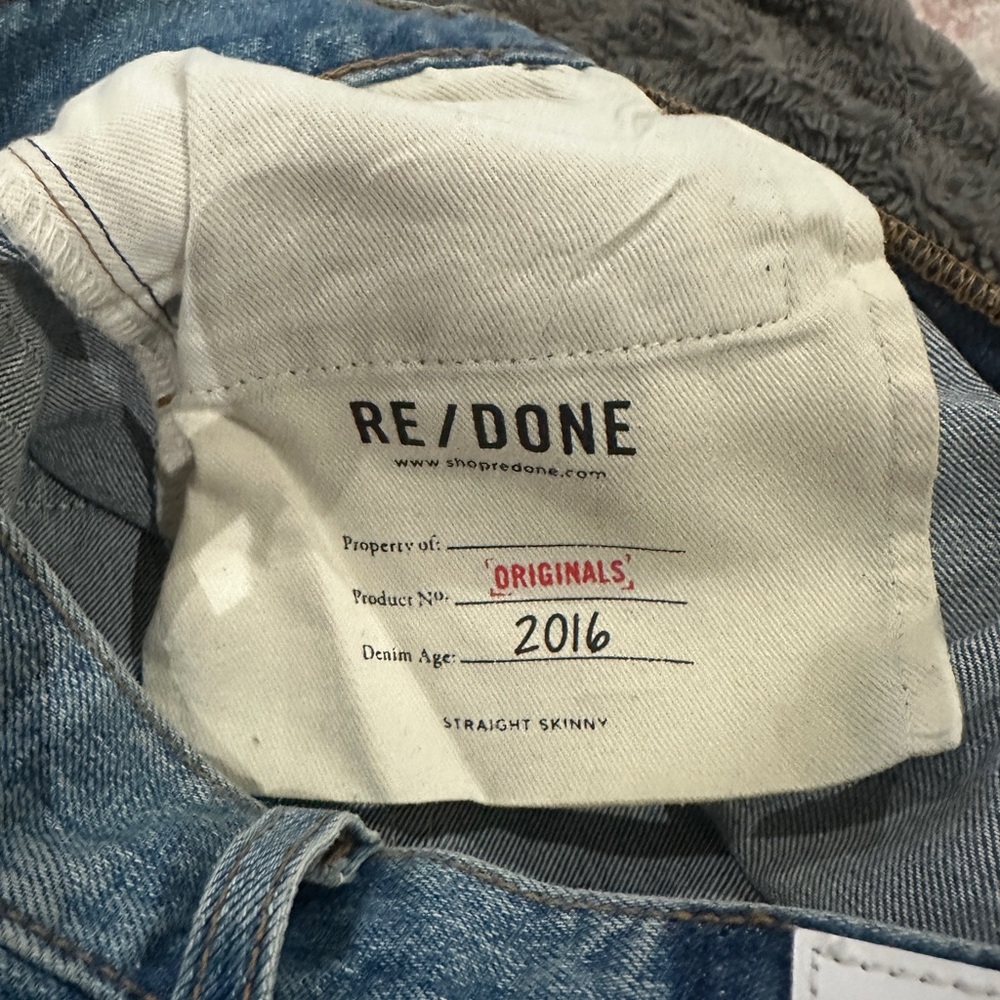 ReDone Light Blue Straight Leg Jeans Distressed Denim size 24 XS NWOT tailored - Picture 9 of 10